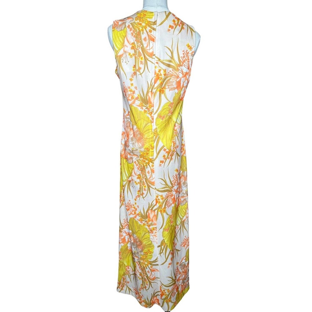 Vintage 70s 2 Piece Maxi Dress and Jacket Womens Mod Floral Tropical Stretch 16 - Picture 13 of 16